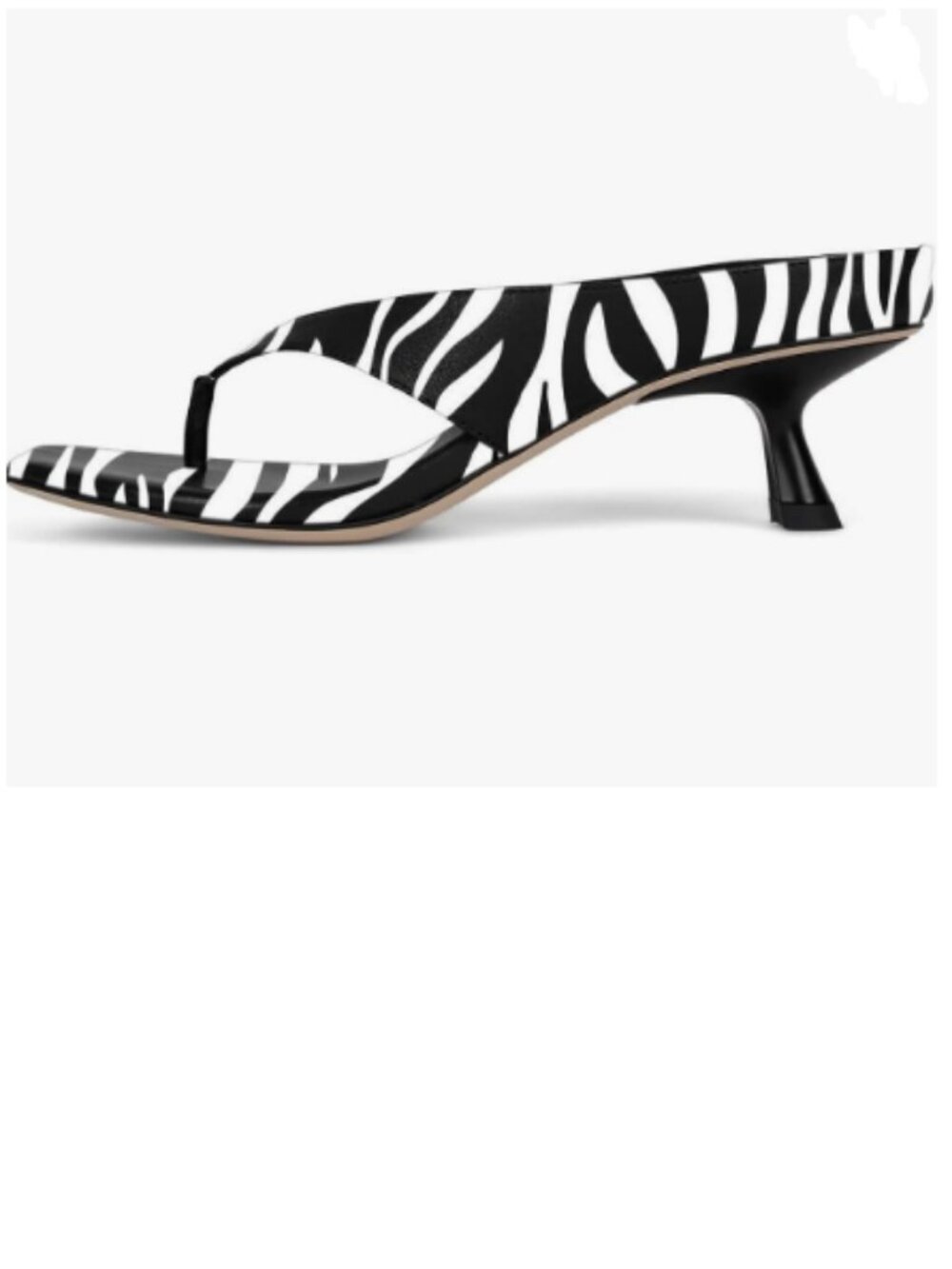 YDN Black Zebra Open Square Toe Flip Flops Kitten Heels Slip On Wide Thong Shoe